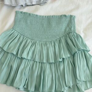 Mustard Seed Seafoam Green Ruffled Mini Skirt